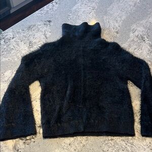 INC International Concepts Fuzzy Black Turtleneck Sweater Size S